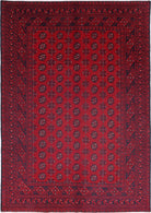 Ivory Hand-Knotted Afghan Tribal Geometric Wool Rug - 6'5" x 9'0"