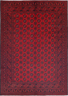 Ivory Hand-Knotted Afghan Tribal Geometric Wool Rug - 6'4" x 9'1"