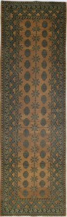 Ivory Hand-Knotted Afghan Tribal Geometric Wool Rug - 2'7" x 9'2"