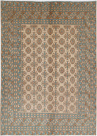 Ivory Hand-Knotted Afghan Tribal Geometric Wool Rug - 5'3" x 7'7"