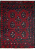 Ivory Hand-Knotted Afghan Tribal Geometric Wool Rug - 2'4" x 3'4"