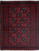 Ivory Hand-Knotted Afghan Tribal Geometric Wool Rug - 2'7" x 3'6"