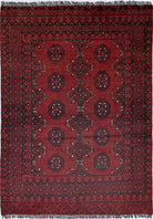 Ivory Hand-Knotted Afghan Tribal Geometric Wool Rug - 2'2" x 4'6"