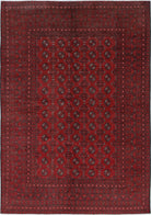 Ivory Hand-Knotted Afghan Tribal Geometric Wool Rug - 6'5" x 9'2"