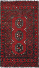 Ivory Hand-Knotted Afghan Tribal Geometric Wool Rug - 1'6" x 2'10"