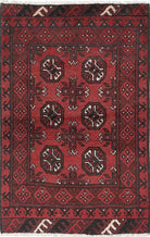 Ivory Hand-Knotted Afghan Tribal Geometric Wool Rug - 2'5" x 3'9"