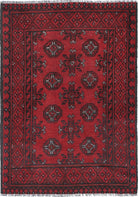 Ivory Hand-Knotted Afghan Tribal Geometric Wool Rug - 2'7" x 3'9"