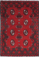 Ivory Hand-Knotted Afghan Tribal Geometric Wool Rug - 2'6" x 3'9"