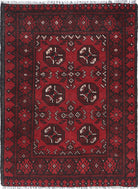 Ivory Hand-Knotted Afghan Tribal Geometric Wool Rug - 2'5" x 3'5"