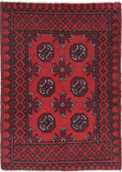 Ivory Hand-Knotted Afghan Tribal Geometric Wool Rug - 2'7" x 3'9"