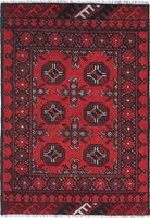 Ivory Hand-Knotted Afghan Tribal Geometric Wool Rug - 2'6" x 3'8"